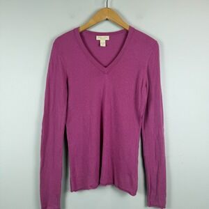 Simply Cashmere Sweater Womens Medium Pink Knit 100% Cashmere Long Sleeve Cozy